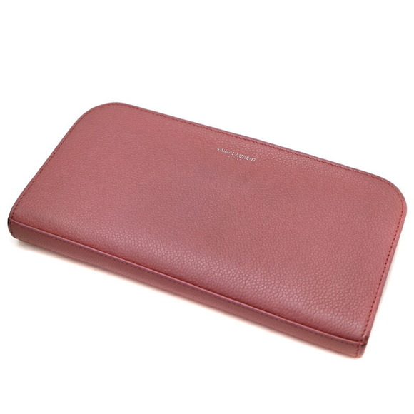 Saint Laurent Zip Wallet Long Pink Leather Dull - Picture 2 of 6